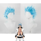 Perruque cosplay Grimmjow Jaegerjaquez de Bleach, cheveux bleus hérissés style anime 