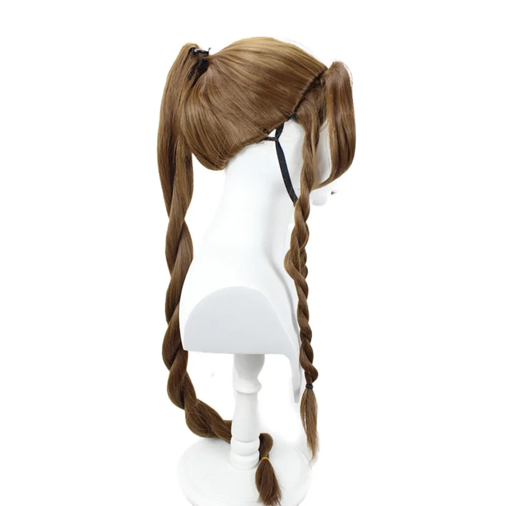 Final Fantasy VII Aerith Gainsborough Cosplay Wig Long Brown Hair