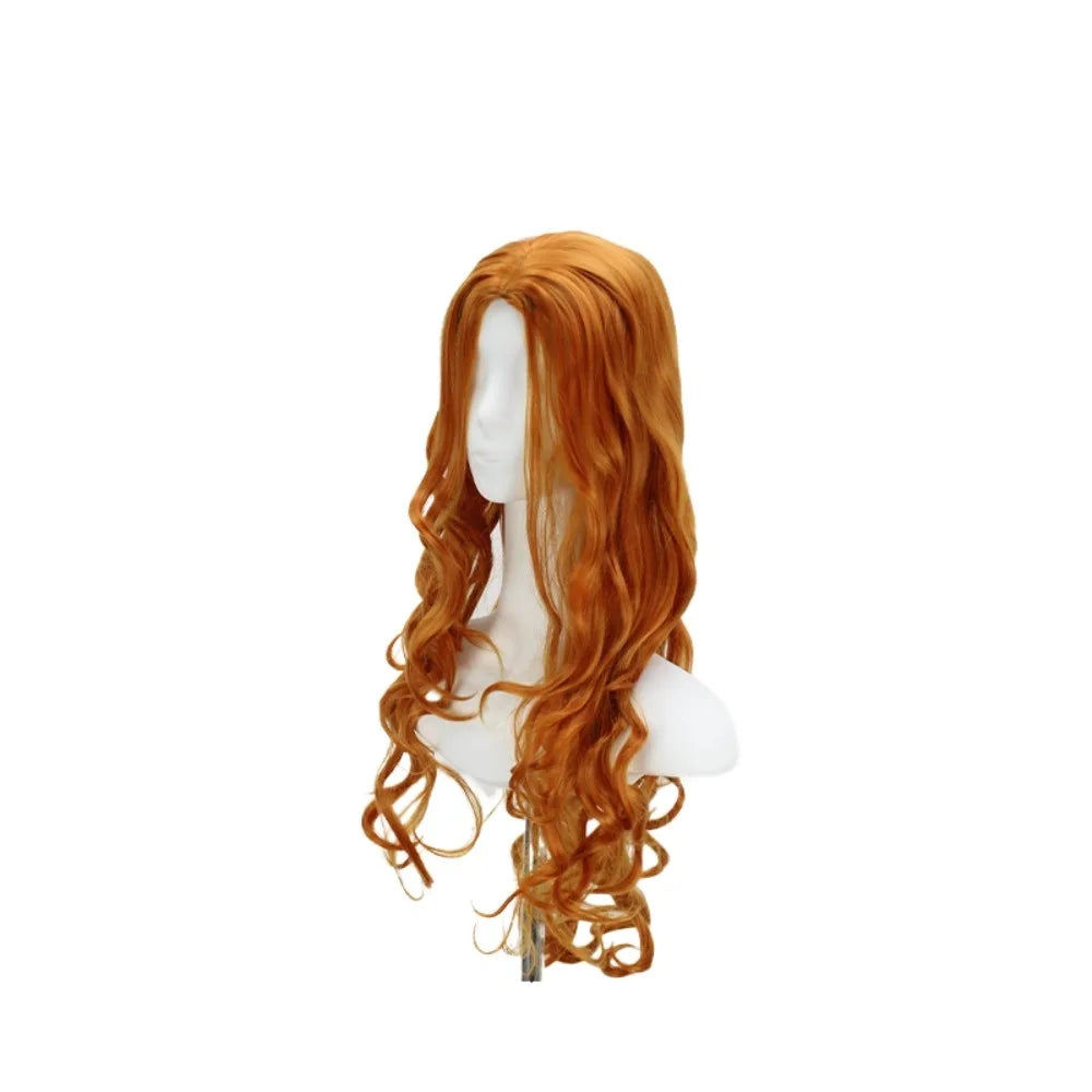 Perruque de cosplay de Rangiku Matsumoto (Bleach) - Cheveux longs, bouclés, orange, raie au milieu 