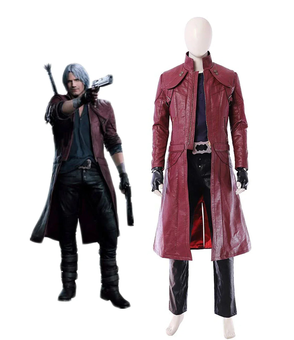 Devil May Cry Dante Cosplay Costume Deluxe Leather Full Set Custom Made Any Size