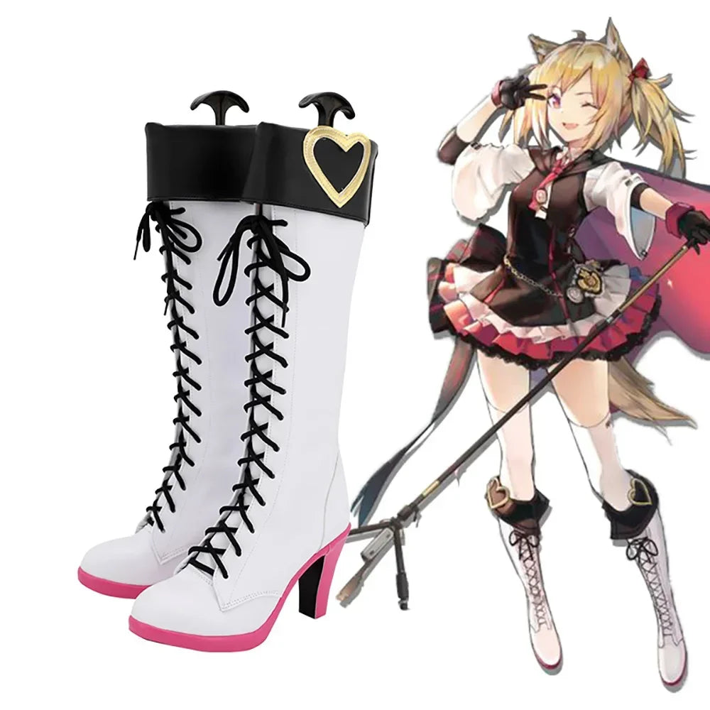 Arknights Sora Cosplay Boots White Shoes High Heel Custom Made