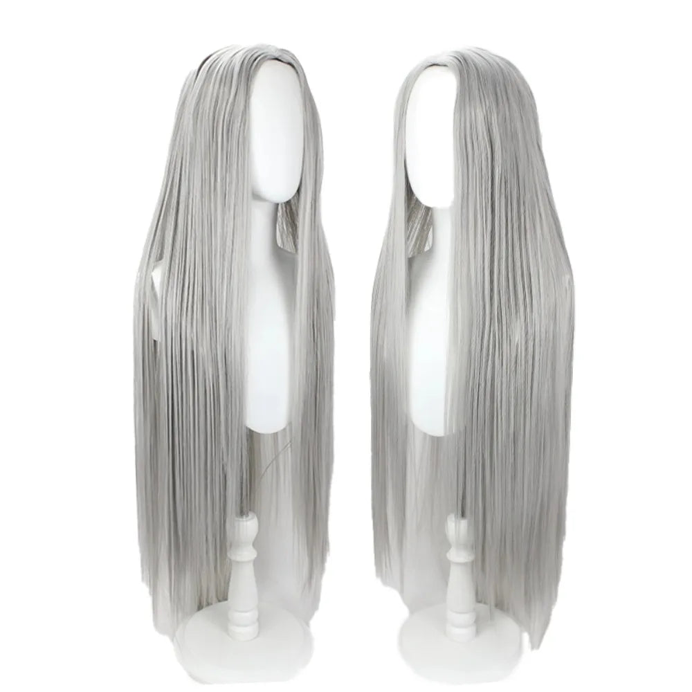 Final Fantasy VII FF7 Sephiroth Cosplay Wig Silver Grey Long Straight Hair