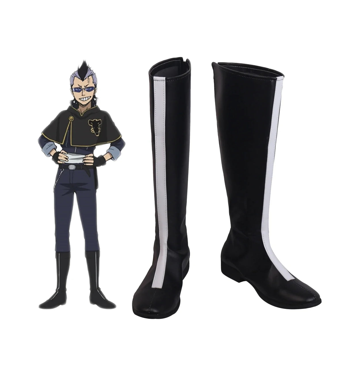 Black Clover Magna Swing Cosplay Boots Black Shoes Custom Made