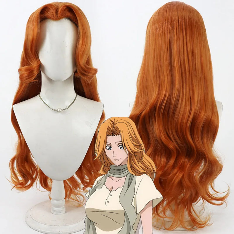 Bleach Rangiku Matsumoto Cosplay Wig Organge Curly Hair