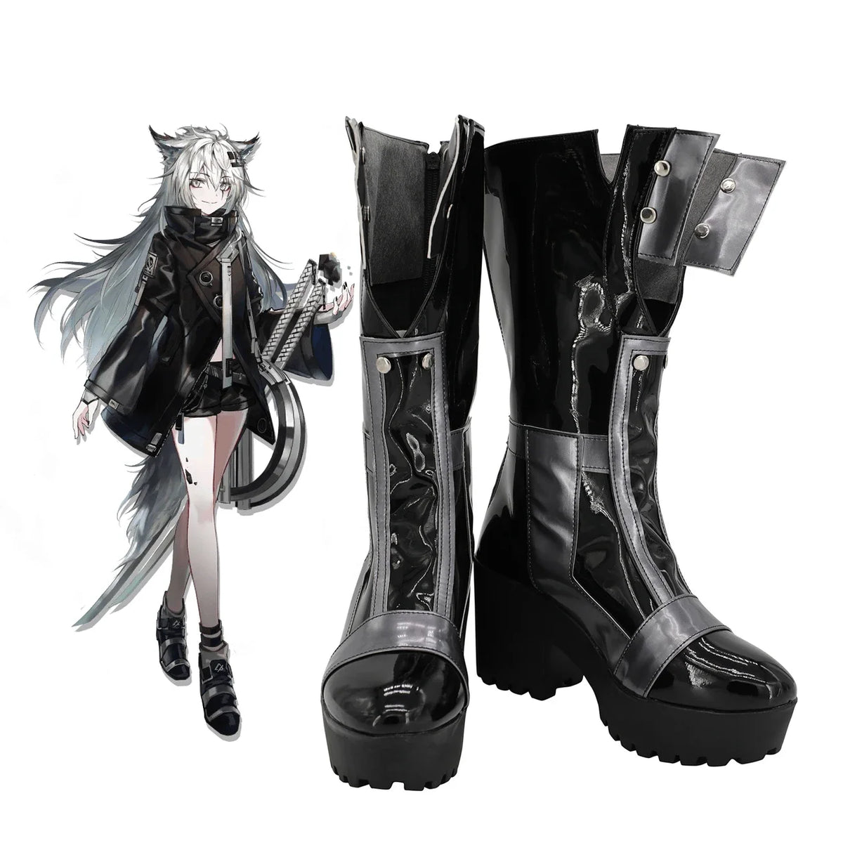 Arknights Lappland Cosplay Boots High Heel Shoes
