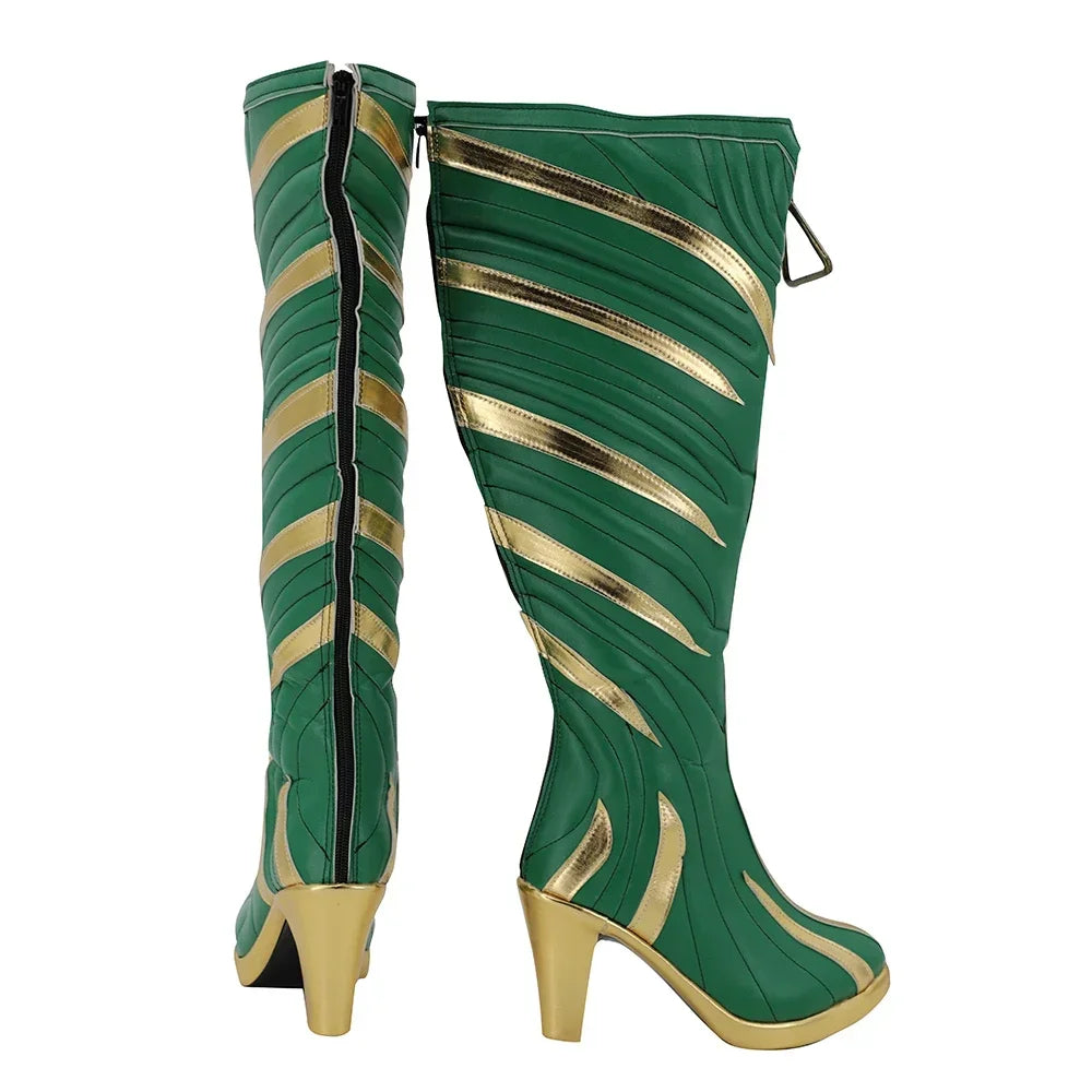 Bottes de cosplay Loba Andrade d'Apex Legends, chaussures à talons hauts vertes sur mesure