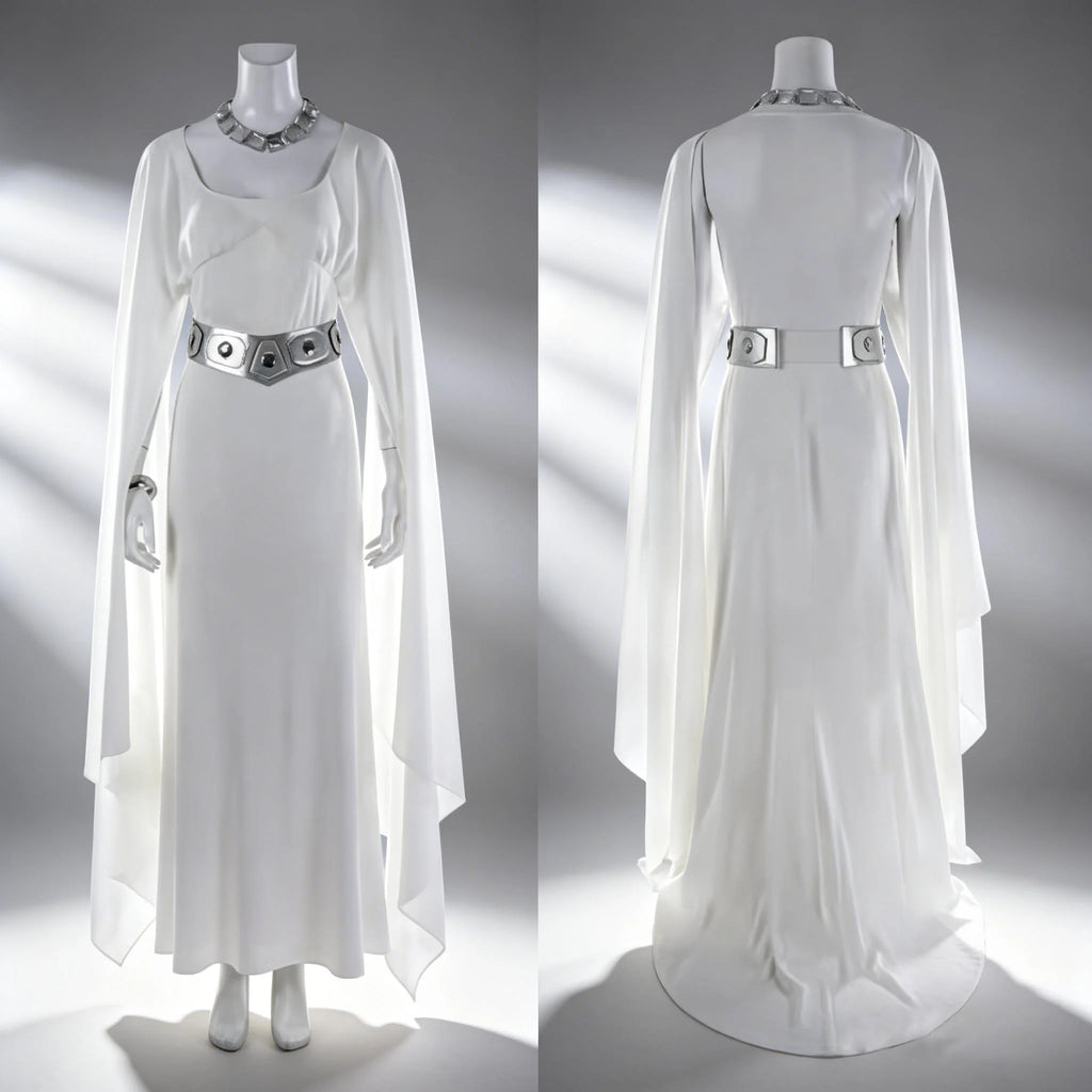 Star Wars A New Hope Princess Leia Cosplay Costume White Dress