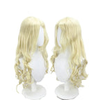 Perruque de cosplay de Mavis Vermilion de Fairy Tail, cheveux blonds longs et ondulés 