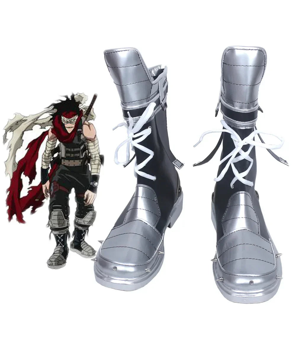 My Hero Academia Hero Killer Stain Chizome Akaguro Cosplay Boots Silver Shoes