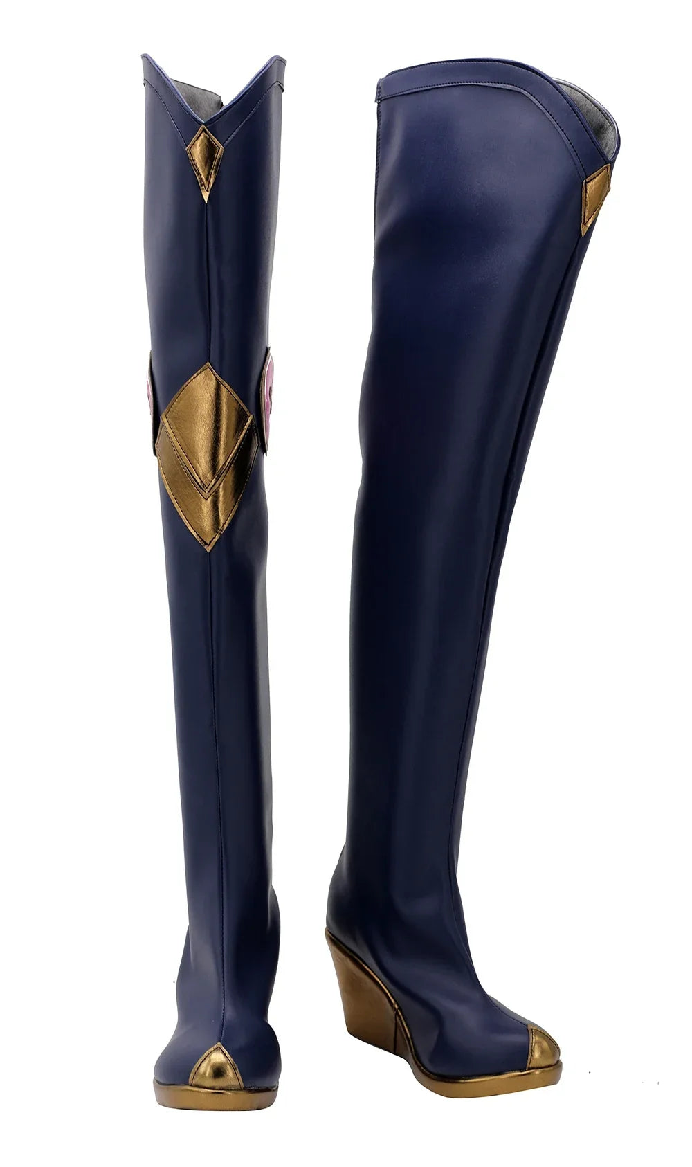 LOL Caitlyn Combat Academy Cosplay Boots Blue Wedge Heel Shoes