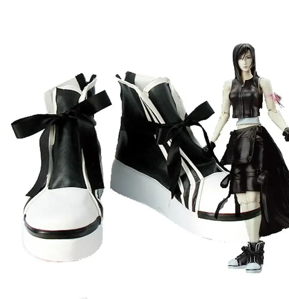 Custom Final Fantasy Tifa Lockhart Cosplay Boots Black Shoes | MiDicosplay