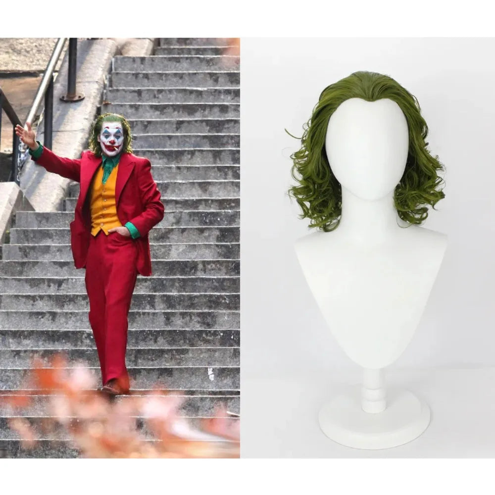 Arthur Fleck Joker Cosplay Wig Joaquin Phoenix Movie Green Slicked Back Hair