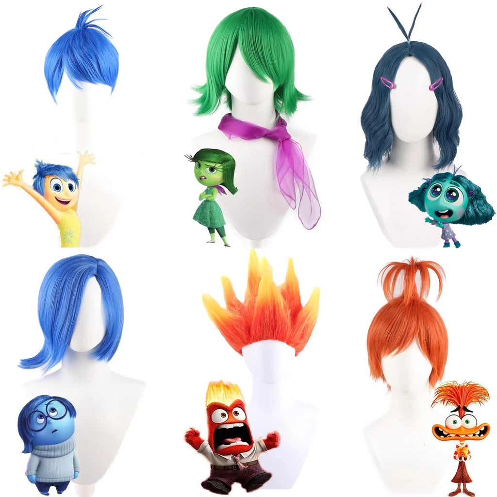 Inside Out Cosplay Wig Full Set for Disgust Sadness Joy Fear Anger Anxiety All Characters Hair