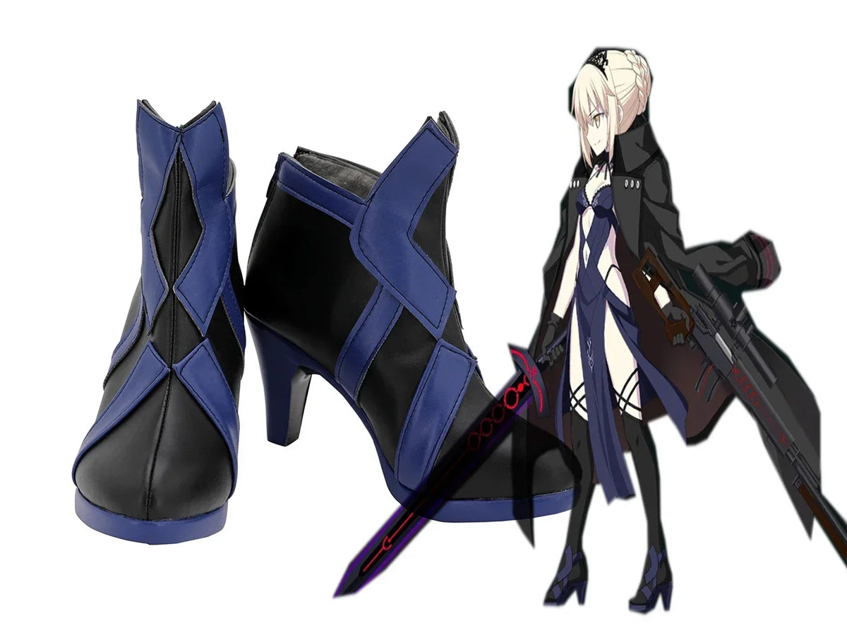 Fate Grand Order Saber Alter Rider Cosplay Boots Black Shoes