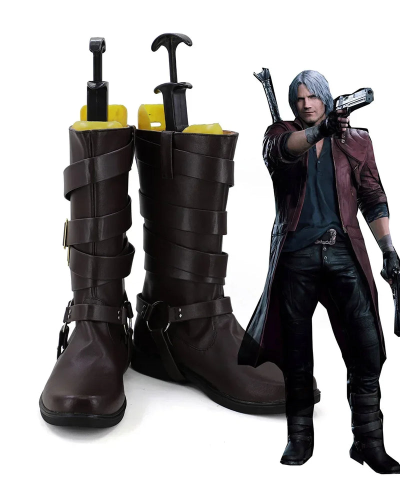 Devil May Cry Dante Cosplay Boots Brown Shoes Custom Made