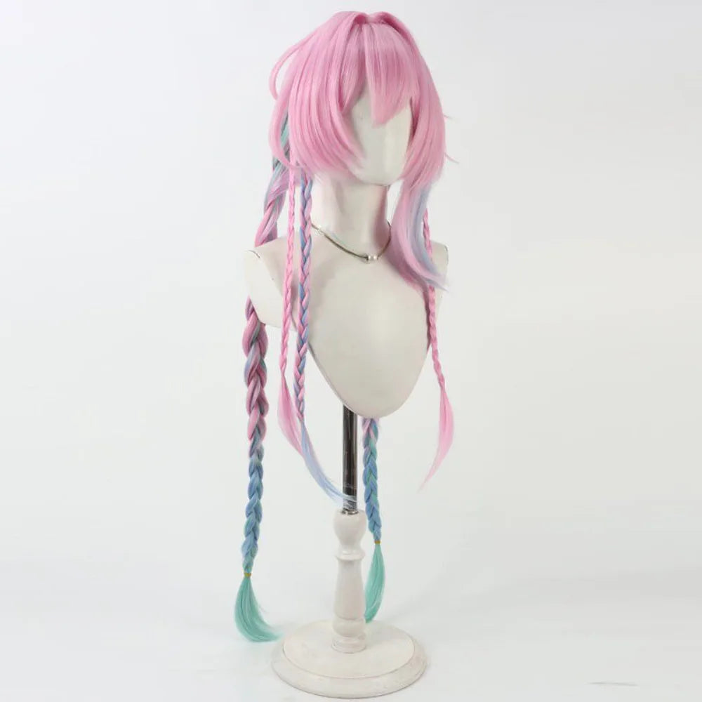 Honkai Star Rail Cyrene Cosplay Wig Multicolor Gradient 100cm Twin Braids Synthetic Hair