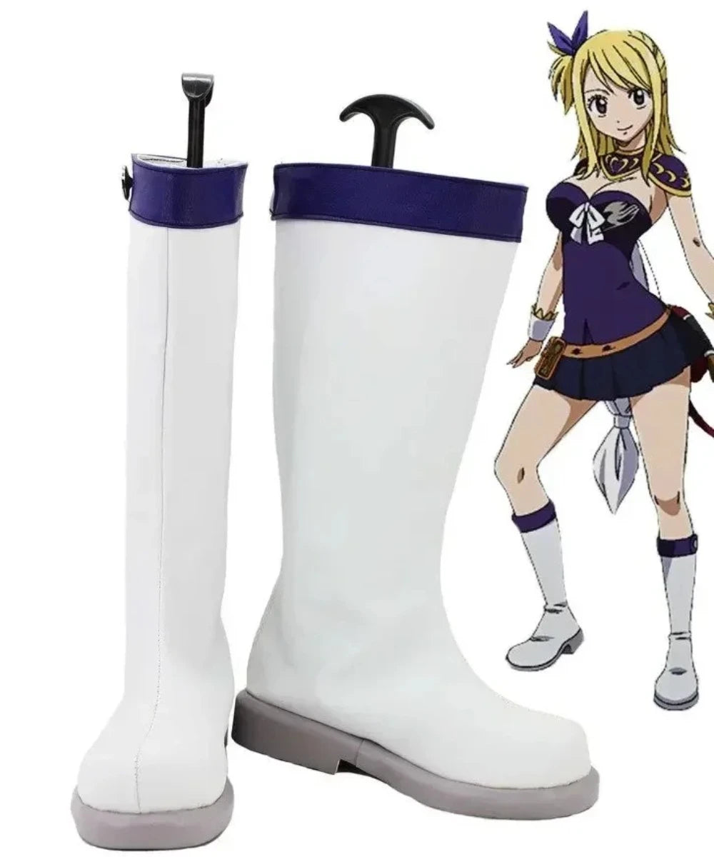 Fairy Tail Lucy Cosplay Boots White Shoes Custom Made