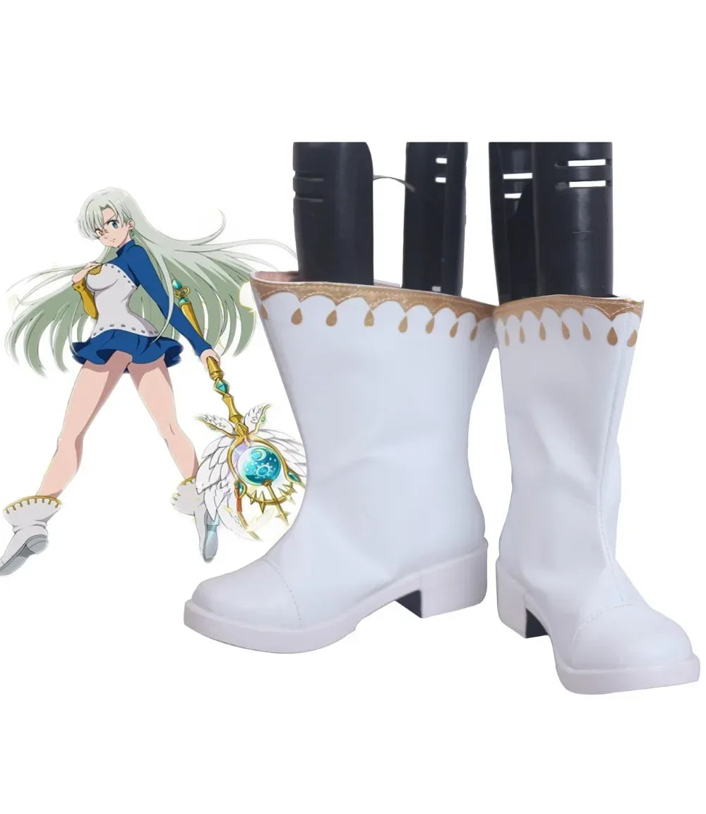 The Seven Deadly Sins 2 Elizabeth Liones Cosplay Boots White Shoes