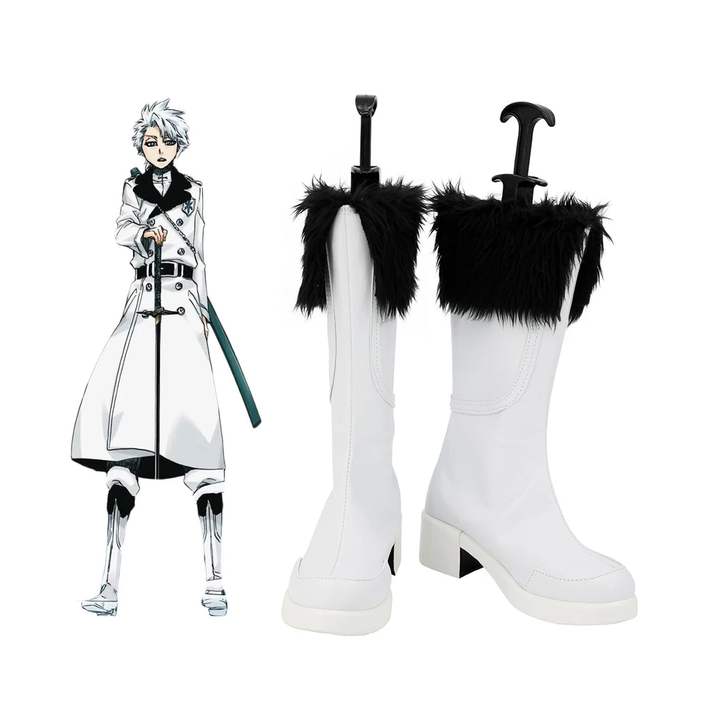 Bottes de cosplay Bleach Hitsugaya Toushirou, chaussures blanches sur mesure