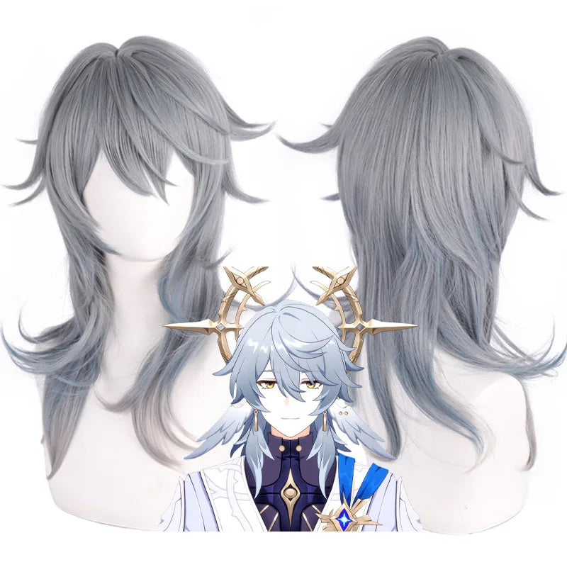 Honkai Star Rail Sunday Cosplay Wig with Realistic Scalp for Men Women Silver Hair