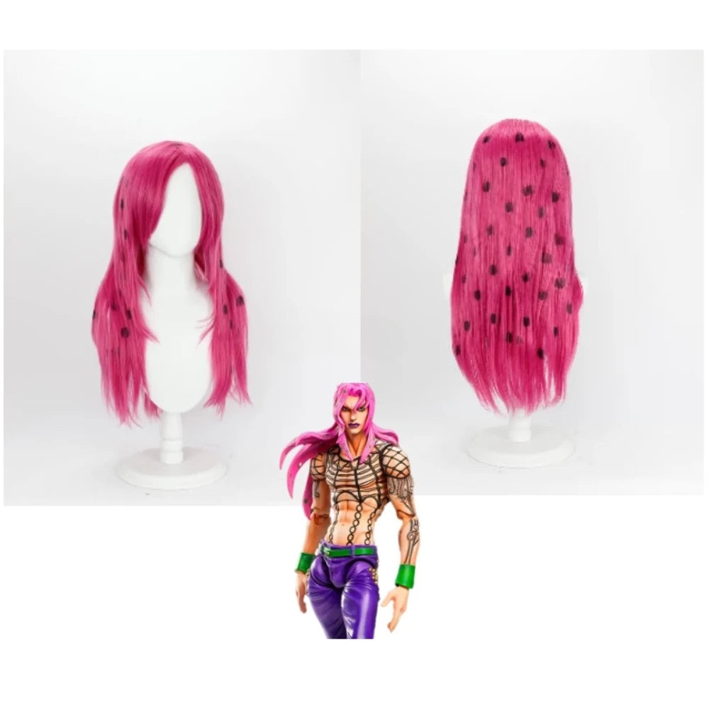 Perruque rose pour cosplay de Diavolo de JoJo's Bizarre Adventure : Golden Wind 
