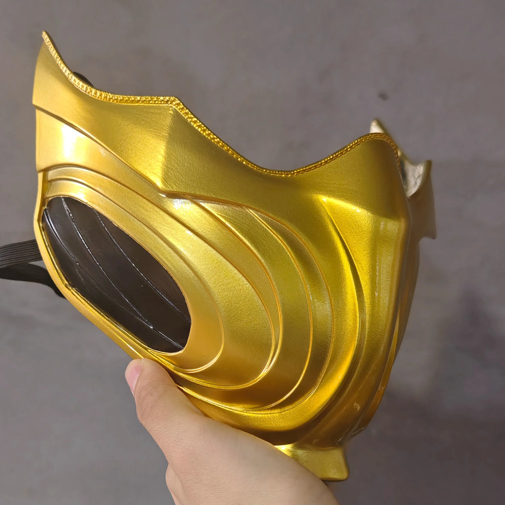 Mortal Kombat Sub-Zero Scorpion Half Face Mask Golden Ninja Cosplay Prop