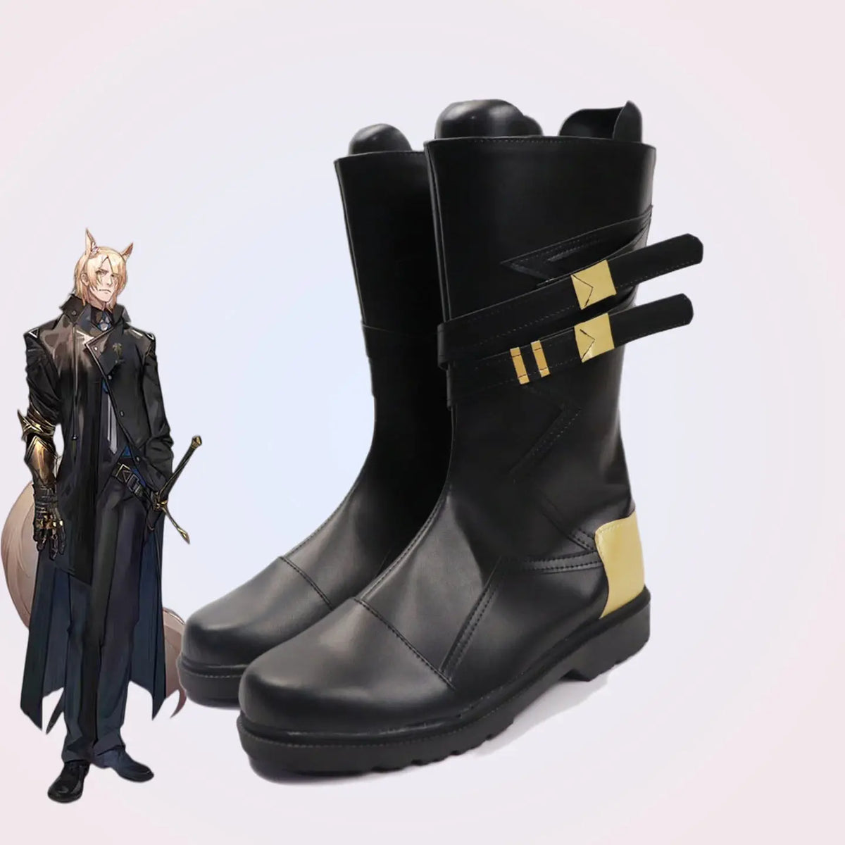 Arknights Młynar Cosplay Shoes Black Boots Custom Made