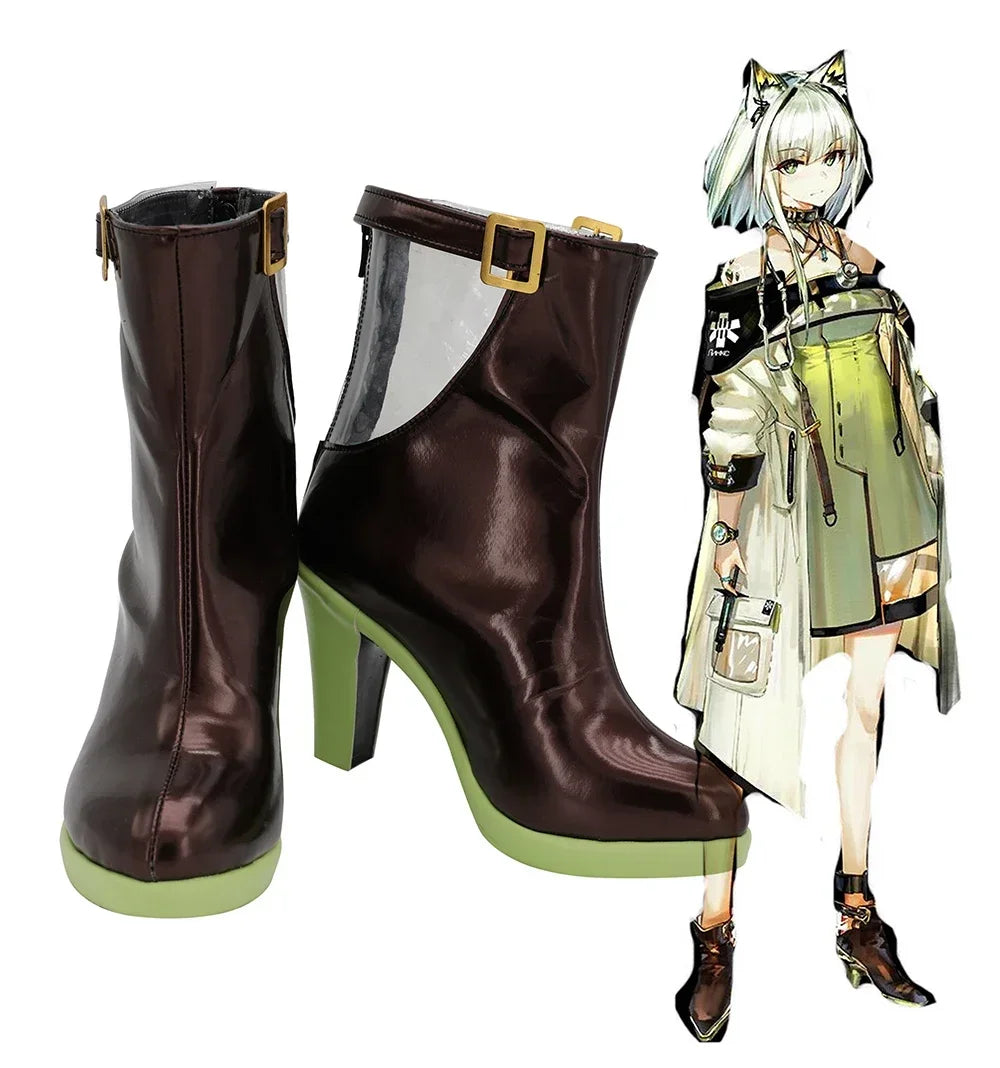 Arknights Kal'tsit Cosplay Boots High Heel Brown Shoes