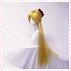 Perruque longue blonde lisse pour cosplay Sailor Moon Venus Minako Aino 