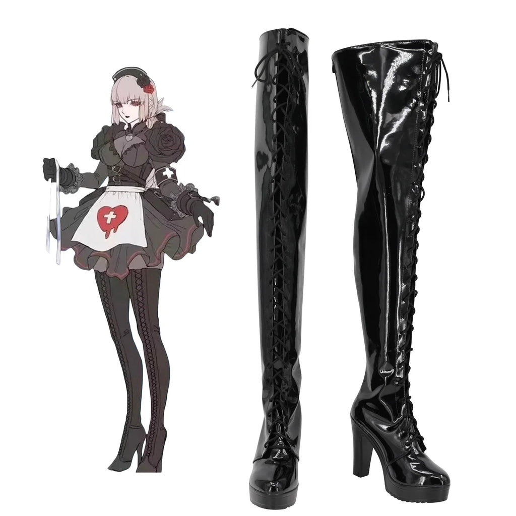 FGO Florence Nightingale Cosplay Boots Black Shoes High Heel Custom Made