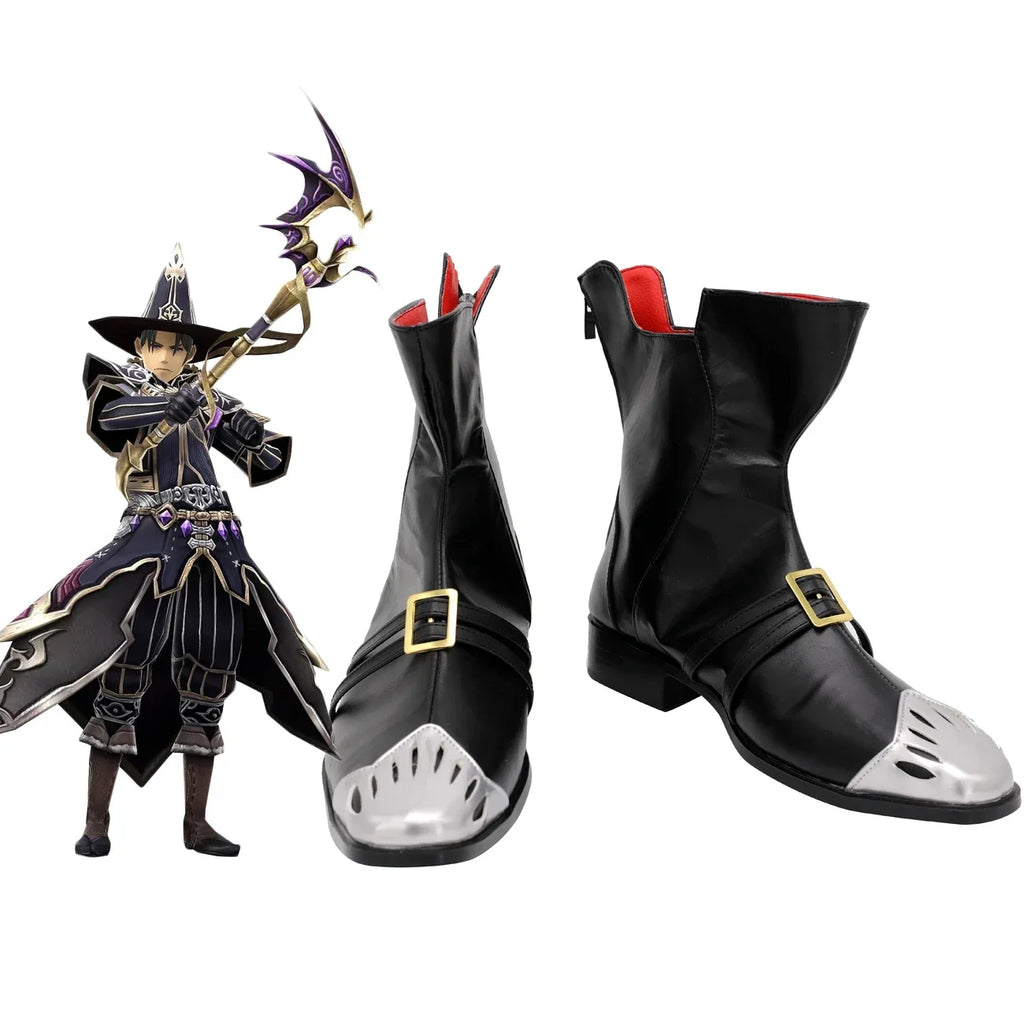 Final Fantasy14 Black Mage Lv80 Cosplay Boots Black Shoes Custom Made