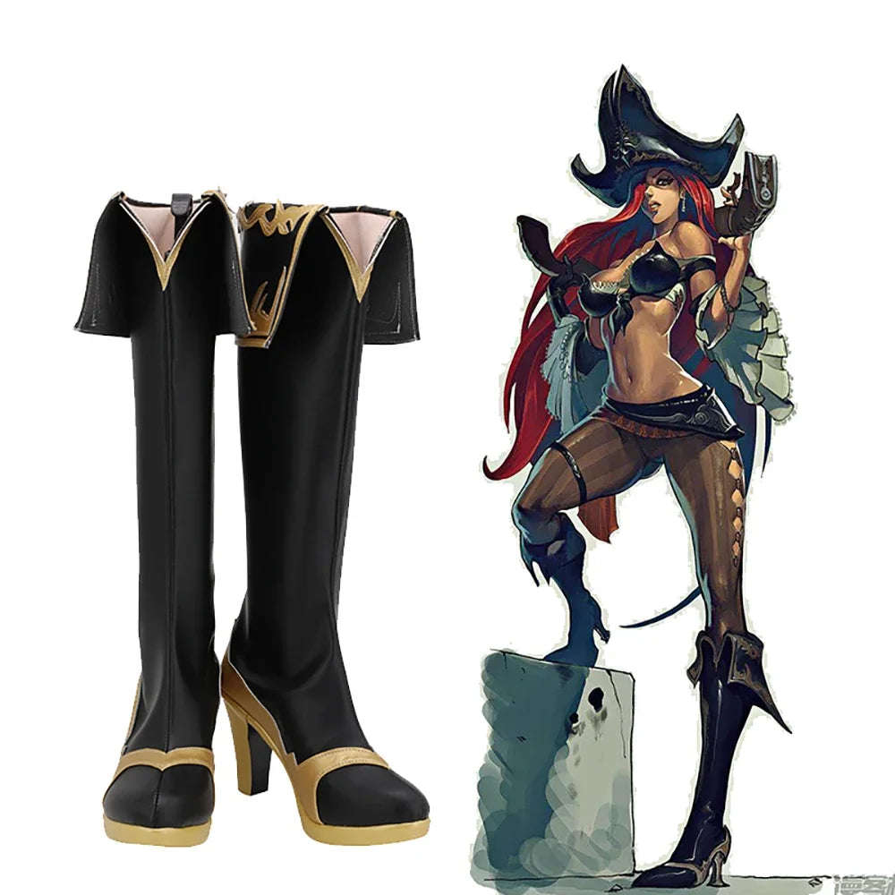 LOL the Bounty Hunter Miss Fortune Cosplay Boots High Heel Shoes