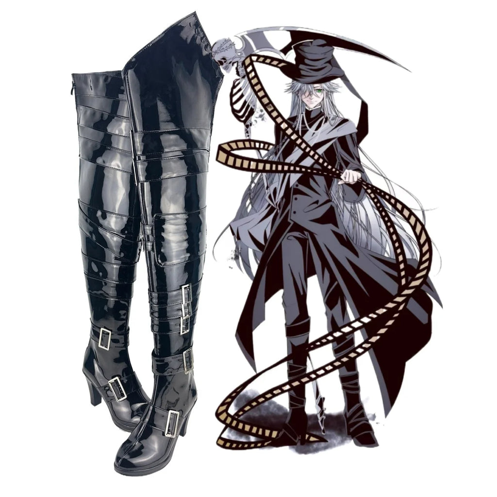 Chaussures de cosplay Black Butler Undertaker, bottines personnalisées toutes tailles 