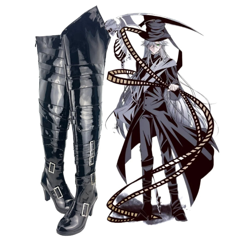 Black Butler Undertaker Cosplay Shoes Custom Ankle Boots Any Size
