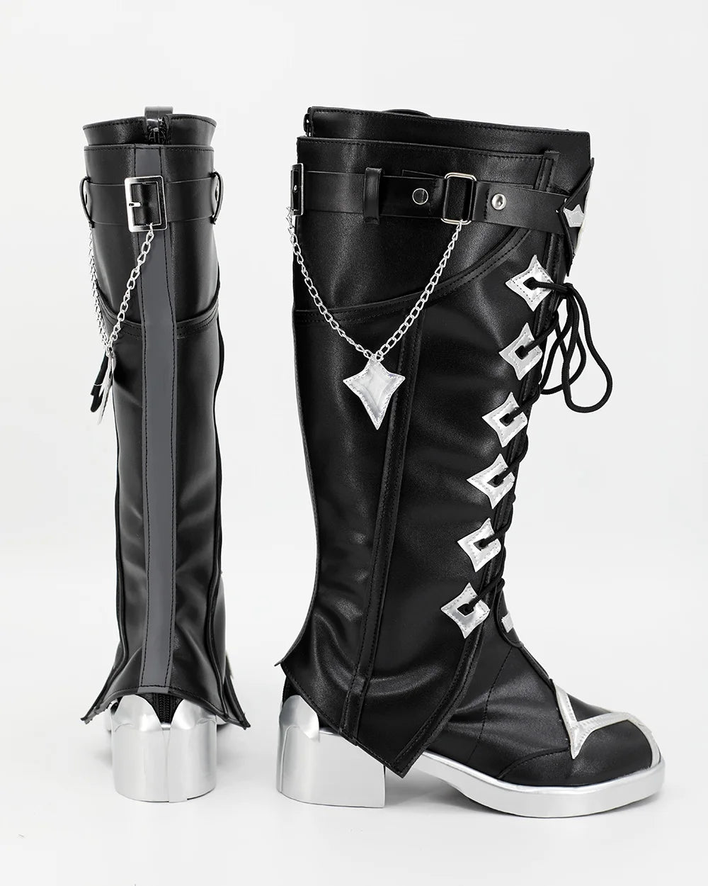 Bottes de cosplay Genshin Impact Flins, chaussures en cuir noir, fabriquées sur mesure, toutes tailles