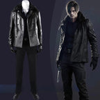Resident Evil Biohazard Leon Kennedy Cosplay Costume Leather Jacket & Pants Full Set