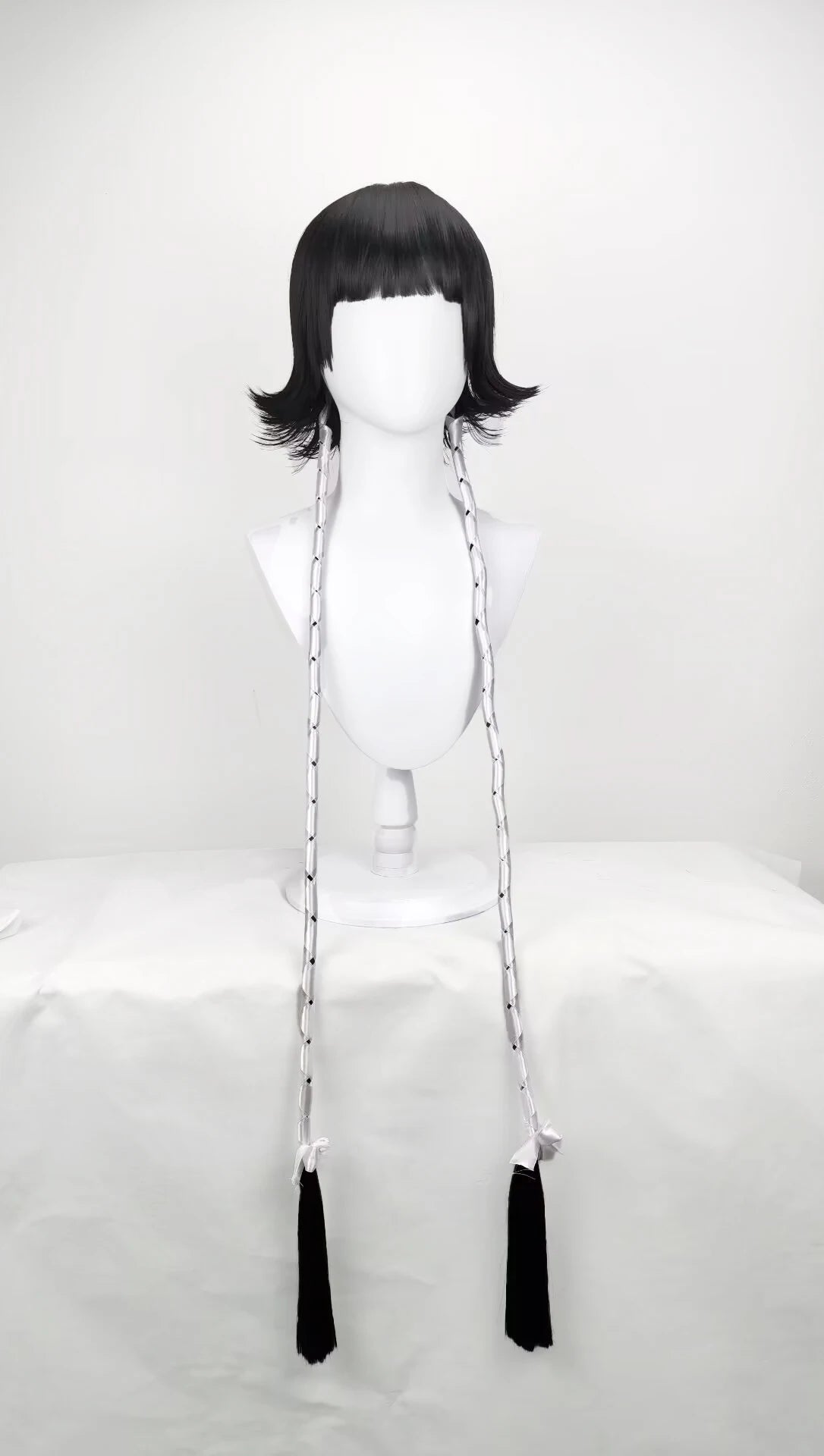 Perruque cosplay Bleach Soi Fon, couettes noires, accessoire pour costume d'anime 