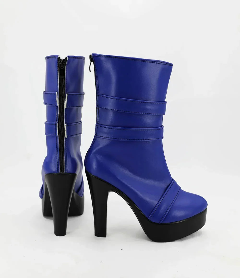 Sailor Moon Uranus Cosplay Boots Blue High Heel Shoes