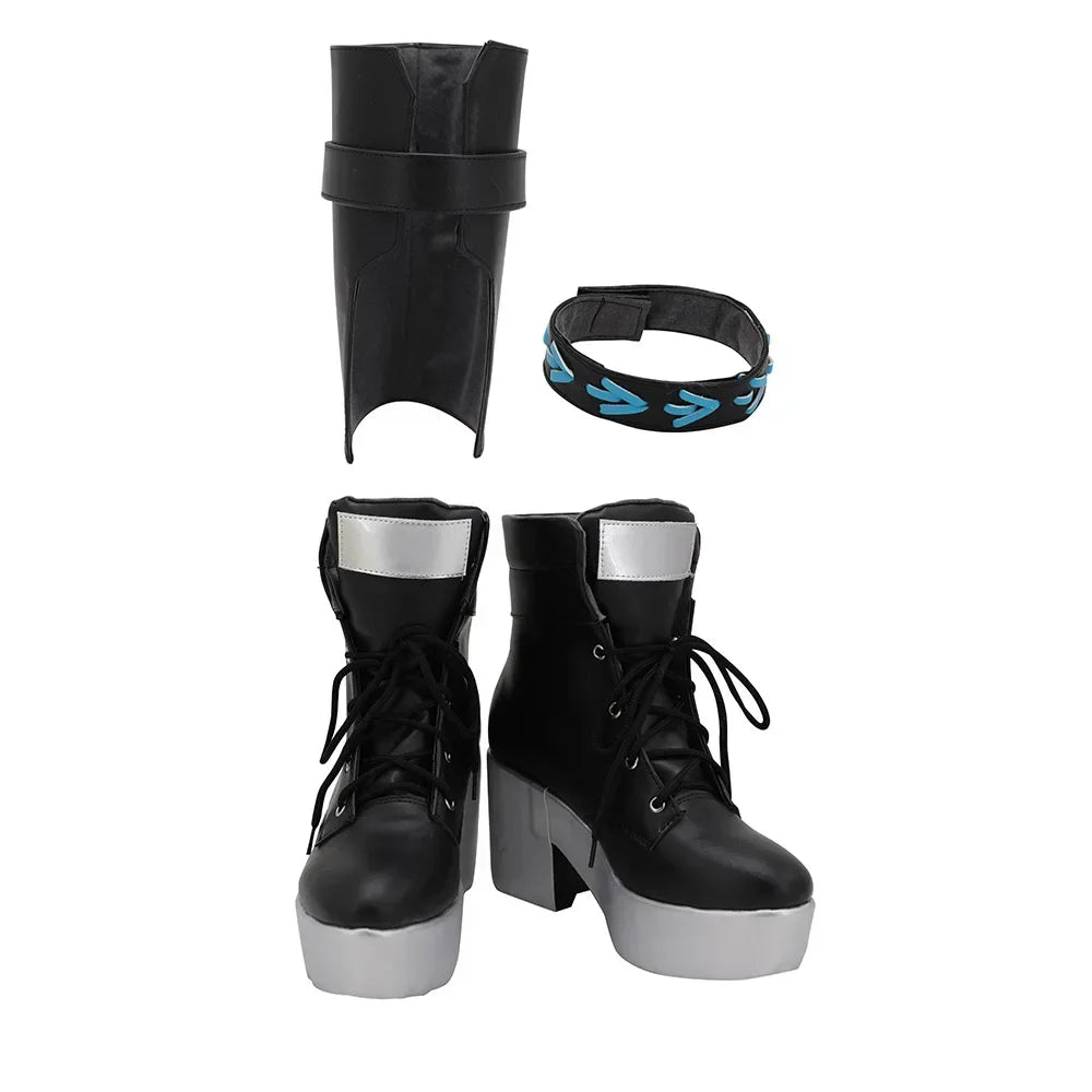 Arknights Schwarz Cosplay Boots High Heel Black Shoes