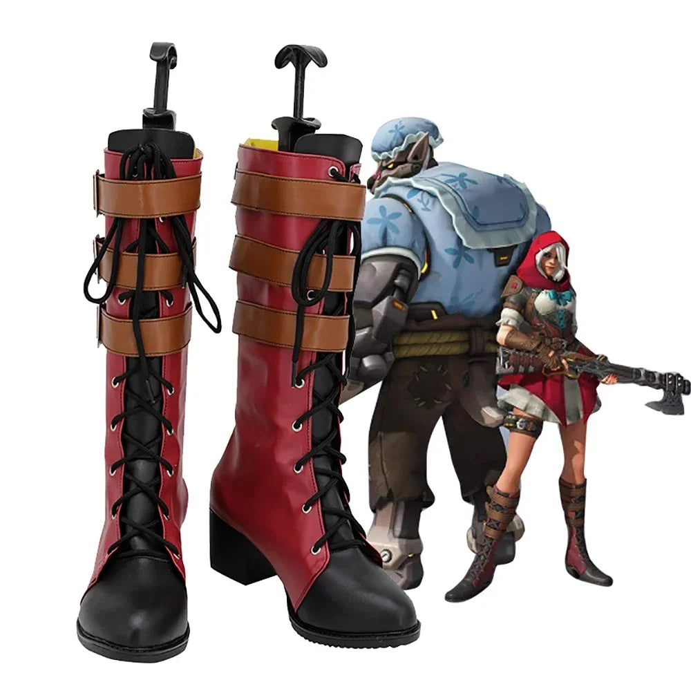 Overwatch Ashe Anniversary Skin Cosplay Boots Red Shoes