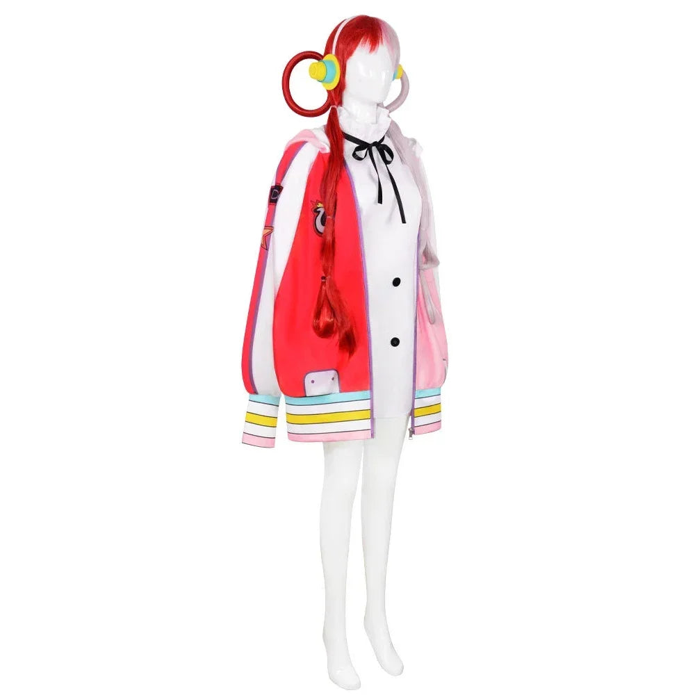 One Piece Uta Cosplay Costume Full Set, Outfit Wig Prop