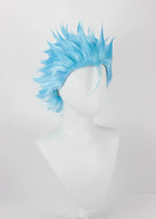 Perruque cosplay Grimmjow Jaegerjaquez de Bleach, cheveux bleus hérissés style anime 