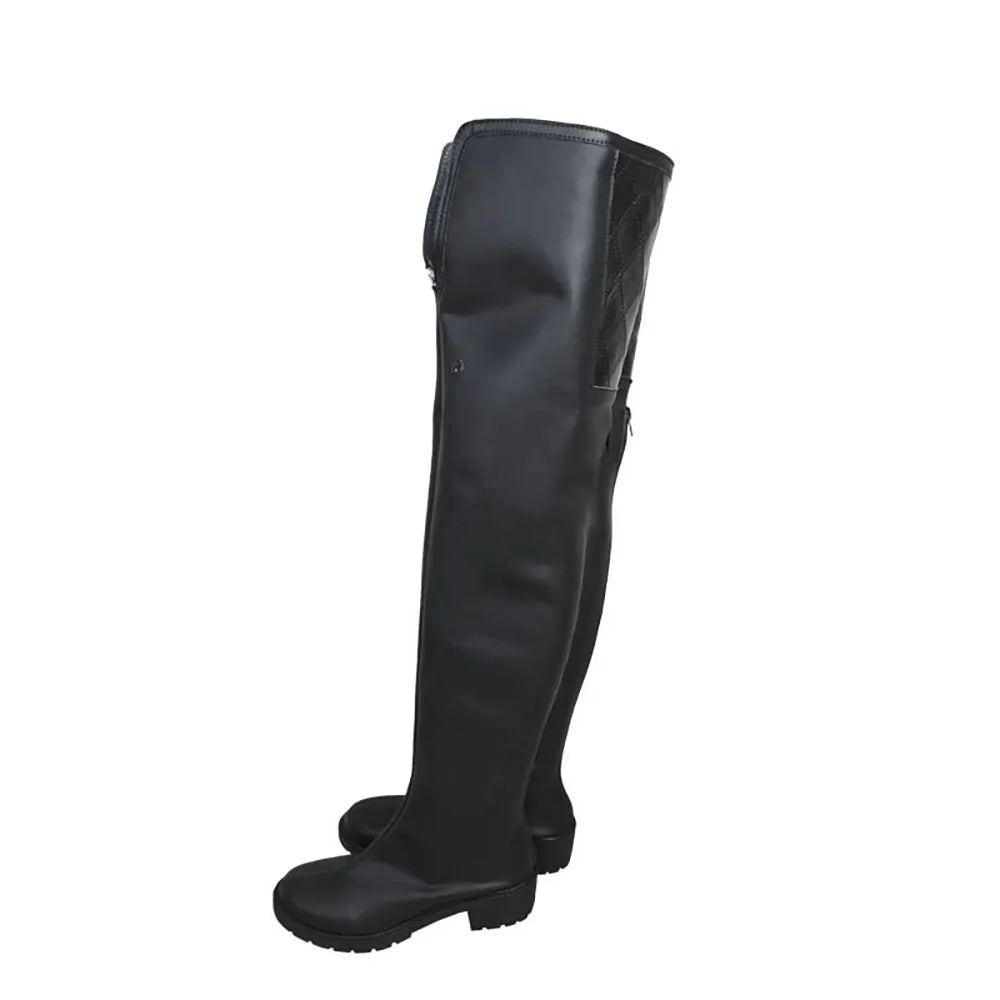 Bottes en cuir noir pour cosplay de Rover (Whuring Waves), fabriquées sur mesure à toutes les pointures.