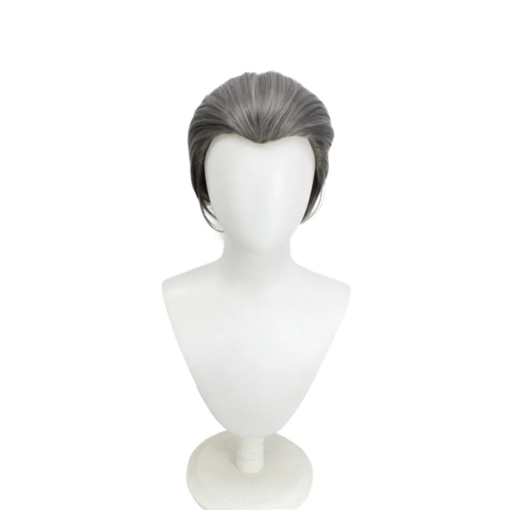 Perruque de cosplay de Koichi Hirose (JoJo's Bizarre Adventure), cheveux gris foncé 