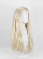 Perruque de cosplay Lucius Malfoy, blonde, longue et ondulée, beige 