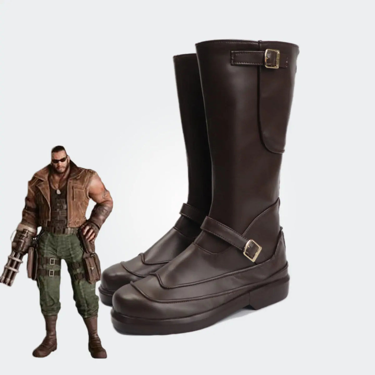 Final Fantasy 7 Barret Wallace Cosplay Boots Brown Shoes