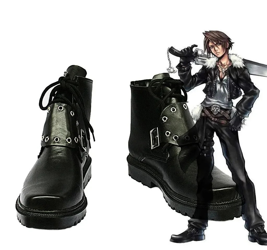 Final Fantasy Squall Leonhart Cosplay Boots Custom Made Black Shoes | MiDicosplay