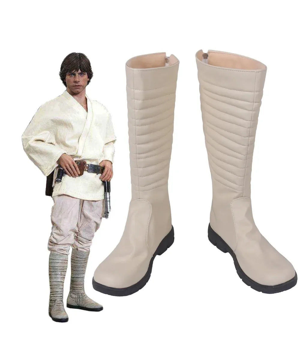 Star Wars A New Hope Luke Skywalker Cosplay Boots White Shoes