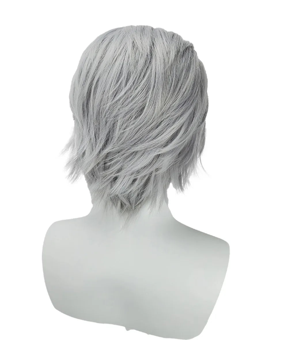 Perruque de cosplay Vergil de Devil May Cry 5, cheveux courts argentés en pointes 