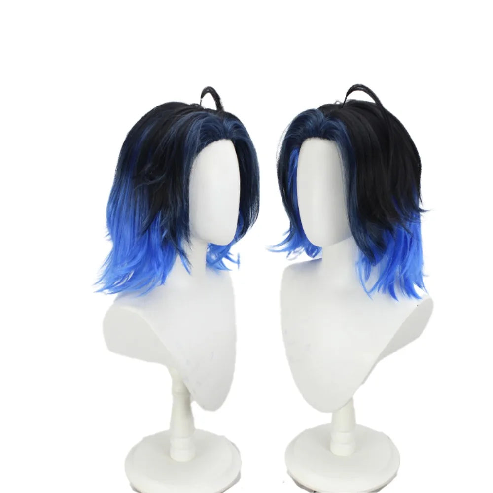 Perruque cosplay Arknights Lumen Jordie, cheveux bleus hérissés pour jeu de rôle 